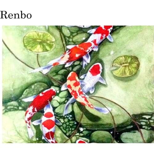 5D Home Decor DIY Diamond Painting koi Lotus Cross Stitch Full Square Round Diamond Embroidery Animal Rhinestones Pictures