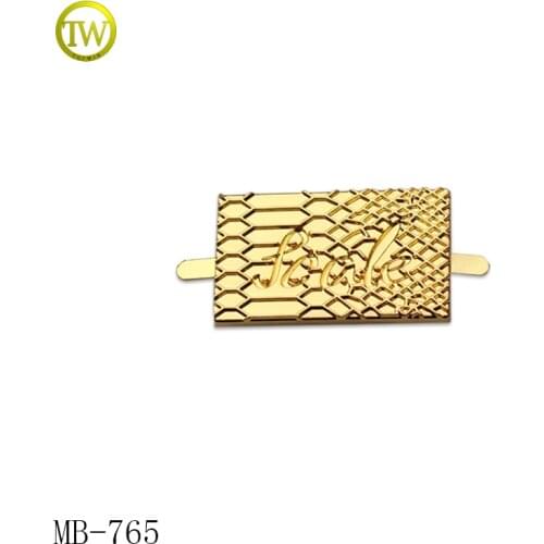 765 Custom high classic gold color metal logo label platefor cap/bags