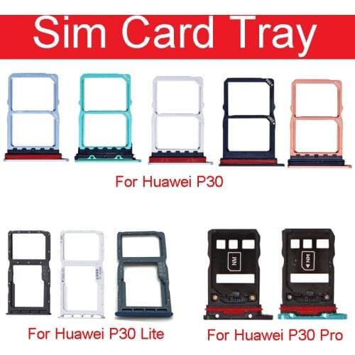 Micro SD / Sim Card Tray Socket Adapter For HuaWei P30 Pro Lite Sim Card Reader Slot Connector Holder Replacement Parts