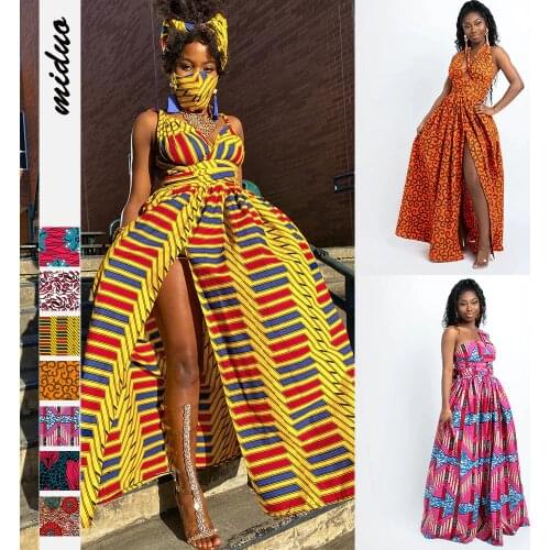 African Womens Fashion Multi-wear Dresses Street African Style DIY Big Swing Dress Summer Bandage Dresses