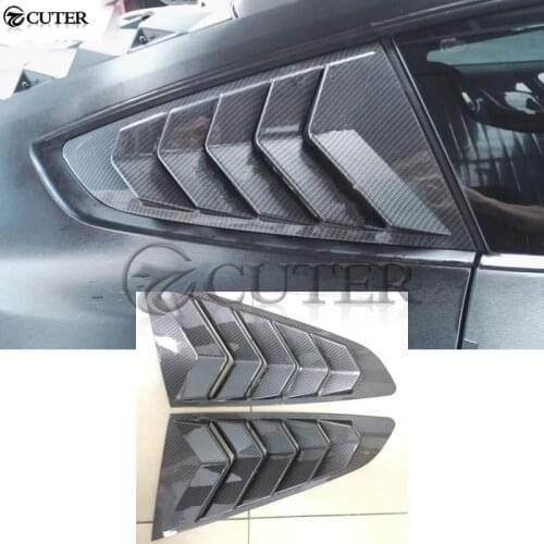 Carbon fiber side grille covers car side window trims vent for Ford Mustang 2015