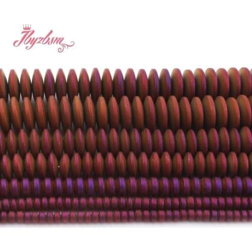 2x4/3x6/3x8mm Natural Hematite Frost Purple Heishi Stone Beads Loose For Jewelry Making Women DIY Necklace Bracelet Strand 15"