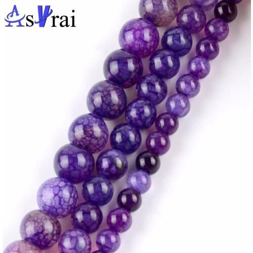 Natural Stone Beads 6 8 10mm Purple Dragon Vein Agates Round Beads For Jewelry Making Diy Bracelet Necklace Handmade Accessories