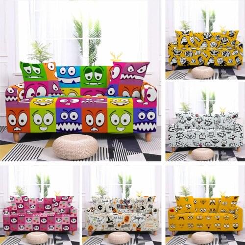 Cartoon Monster Sofa Cover for Living Room Colorful 1/2/3/4 Seater Furniture Stretch All Corners Elastic Slipcovers