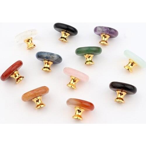 Pure Nature stone Crystal Reiki Drawer Handles Small Gift Box Decorative Handle Kitchen Cabinet Knob Quartz Black obsidian