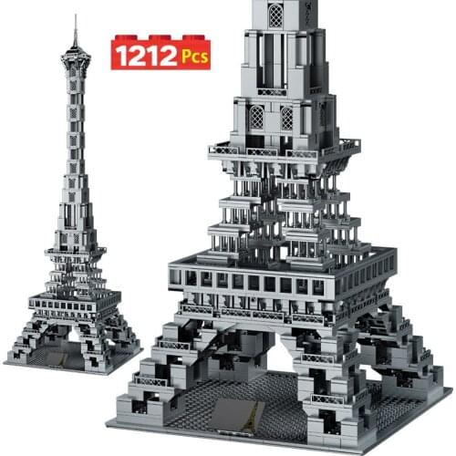 City Street View Famous Architecture Eiffel Tower Bricks Collection Gifts Paris Creator Model Building Blocks Toys For Children