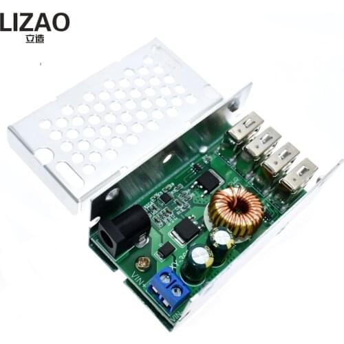 DC-DC 9V - 36V To 25W 5V 5A 4USB Output Buck Converter Step Down Power Supply Module with Aluminum Shell For Phones