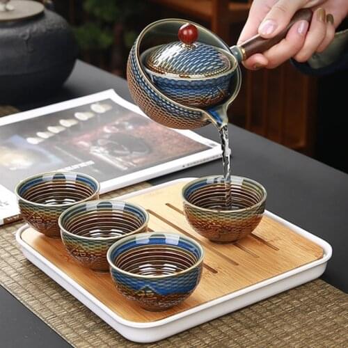 Lazy automatic tea making utensils tea set small set teapot portable travel tea set home Japan simple tea set cup kung fu tea
