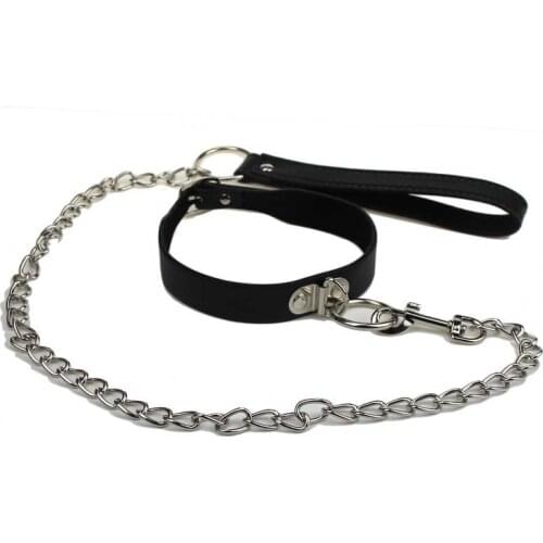 Slave Cosplay Juguetes Erotic of Bdsm Sexy Leash Ring Bondage Collar Toys with Steel Chain for Lover Role Play Posture Spreader