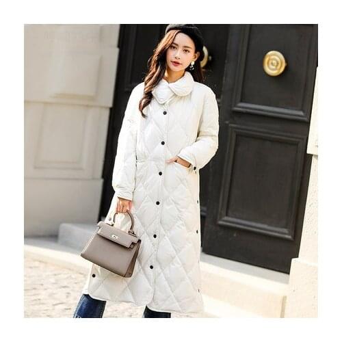 Hot Sale 2020 Korean Fashion 90% White Duck Down Jackets Women Winter Long Slim Black Coat Parkas Outwear High Quality