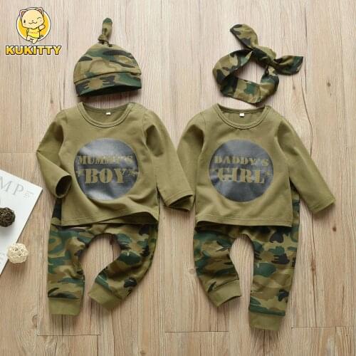 Newborn Baby Boys Girls Clothes Daddy/Mummy Letter 3Pcs Outfits Set Long Sleeve T-shirt+Pants Infant Toddler Clothing Suit