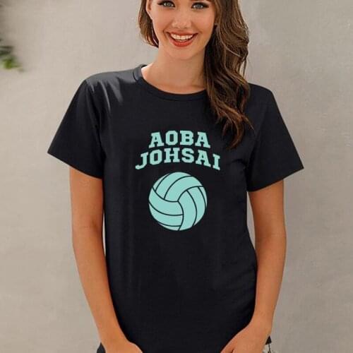 Summer Haikyuu Anime Volleyball Club Print Tops Hipster Tshirt High Quality O-Neck Cotton Tops Loose Casual Tee Woman Tshirts