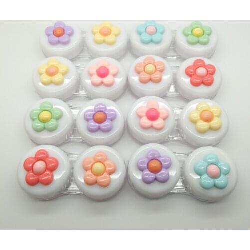 LIUSVENTINA Portable DIY Colourful Five Petal Flower Contact Lens Case Box Container for Color Lenses Gift for Girls 10pcs/lot