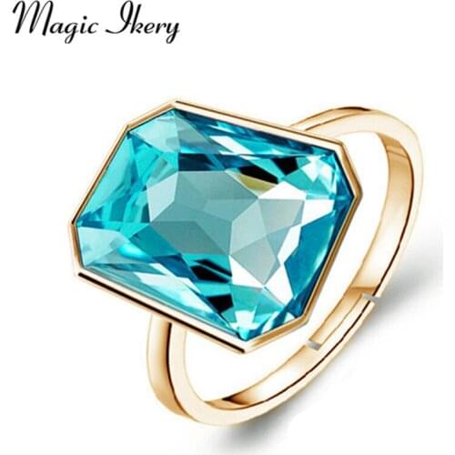 Magic Ikery Fashion Jewelry Rose Gold Color Crystal Luxury Quartet The Party Exaggerated O Rings for women MKZ1334