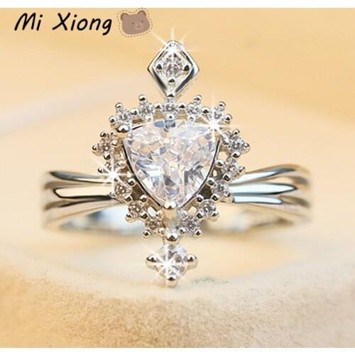 Mi Xiong s925 sterling silver crown luxury carat crystal diamond ring shines charm ladies engagement gift brand jewelry
