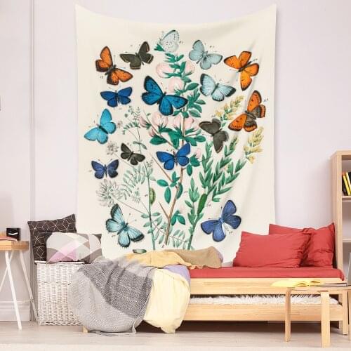 Trippy Tapestry Wall Hanging Butterfly Caterpillar Hippie Printed Art Bedroom Decoration Home Living Room Boho Decor Wall Carpet