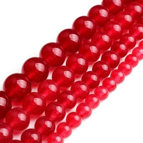 Natural A+ Dark Red Chalcedony Stone Round Loose Beads for Jewelry Making 6 8 10 12mm Diy Bracelet Necklace Jewellery 15 Inch