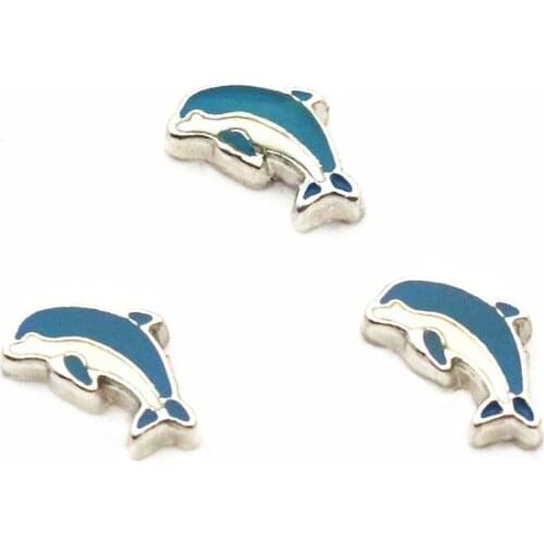 Newest 12pcs/lot charms dolphin Floating Charms for Floating Memory charms Lockets DIY Jewelry