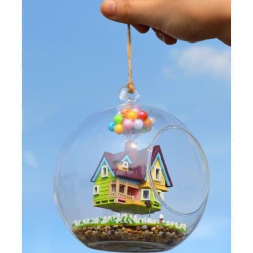 New DIY Glass Ball Doll House Handmade Wooden home Model Kits Miniature LED Light Assembling Dollhouse Toy Ideal Gift