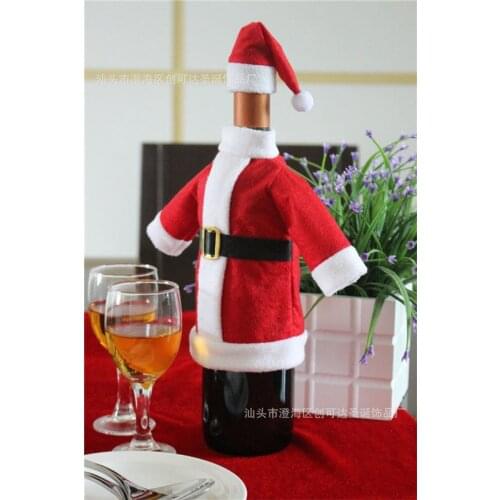 New Santa Claus Costume Wine Bottle Cover New Year Christmas Table Decorations for Home Christmas Gift 12pcs Free Shipping