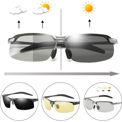 SO&EI Classic Polarized Men Sunglasses Day Night Vision Driving Eyewear Photochromic Male Glasses Change Color Sun Glasses UV400