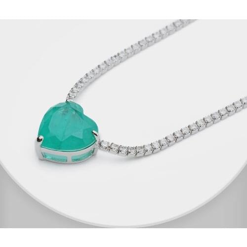 P66 Amorita 2 Colors Sterling Silver 925 Pendant Necklace Choker Heart Gemstone For Women Fine Jewelry Party Gift