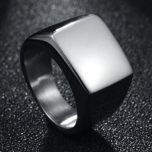 New Arrival Men High Polished Punk Signet Solid Ring 316L Stainless Steel Biker Unique Ring for Gentleman Party Gift