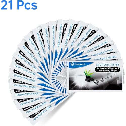 Teeth Whitening Strips 21Pcs Natural Coconut Charcoal Teeth Whitening Veneer Gentle to Tooth Gum Pilishing Tartar