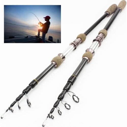 2.1M 2.4M 2.7M Portable Telescopic Lure Rod Carbon Fiber Cork Wood Handle Spinning Rod Fishing Pole Tackle Trout lure fishing