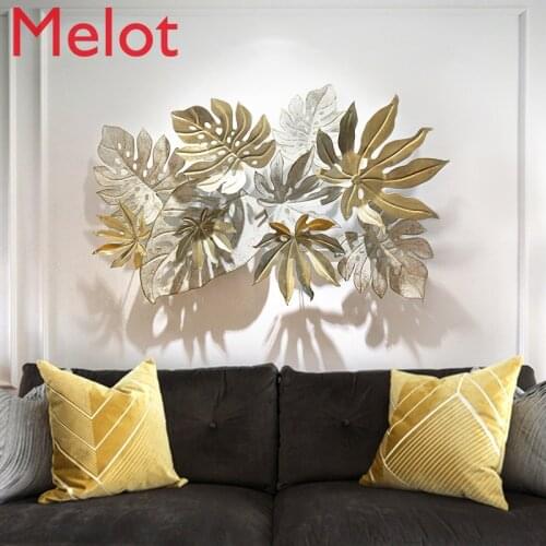 Simple European Living Room Wall Decoration Three-dimensional Wrought Iron Wall Decoration Made of Old Iron Leaf Pendant