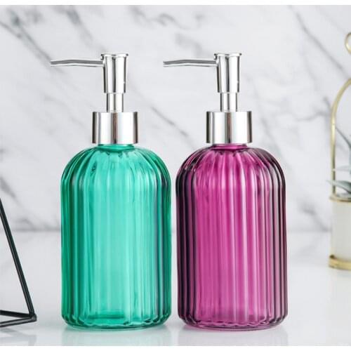 Simple 400ml Manual Soap Dispenser Clear Glass Shampoo Shower Hand Sanitizer Bottle Containers Press Empty Bottles Bathroom