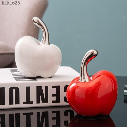 Modern Ceramic Apple Sculpture Luxury Fruit Decoration Living Room Book Countertop Apple Crafts Decoration Home Decoration Gifts