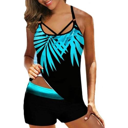 Loose Hem Quick Drying Padded Top Tummy Control Boyshorts Bathing Suit Swimwear