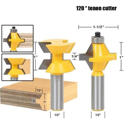 1/2 handle high-grade woodworking milling cutter 120° tenon knife splicing knife splicing knife woodworking milling gong machine