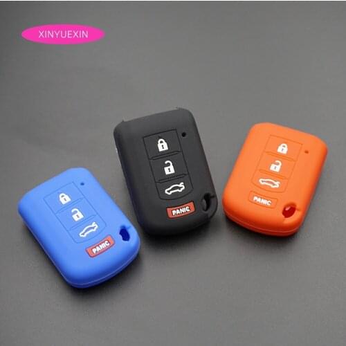 Xinyuexin Car Key Fob Cover Case Set Skin Fit For Mitsubishi ASX Outlander Lancer EX Galant 4Buttons Remote Key Car Styling