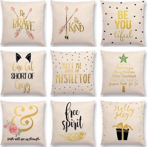 Yellow Decorative Letter Brave Confidence Hope Forceful Warm Words Cushion Cover Decor Sofa Throw Pillow Case Christmas Gifts