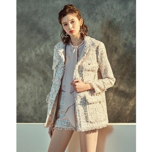 2020 Autumn Winter Tweed Jacket Runway Luxury High Quality Cotton Wool Overcoat Fringe Long Coat Female Ladies Woolen Outerwear