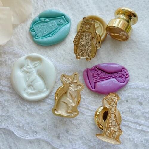 Animals Pattern Wax Seal Stamps Retro Happy Birthday Antique Wooden Sealing Scrapbook seals stempel Craft Greeting card Decor