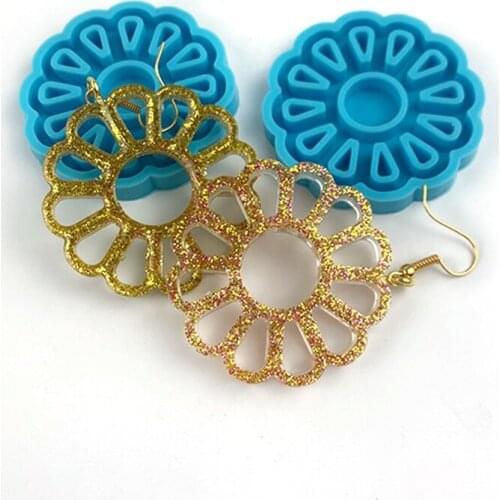 1 Pair Chrysanthemum Earrings Epoxy Resin Mold Ear Pendant Casting Silicone Mould DIY Crafts Jewelry Making Tool