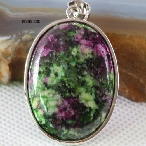 1Pcs Natural Stone Oval CAB Cabochon Bead Red Zoisite Pendant For Necklace K677