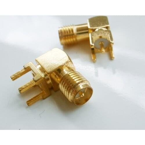 10Pcs RP-SMA female Jack plug center solder PCB mount right angle RF Connector Adapter