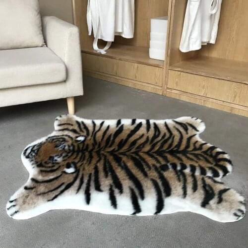 2020 new tiger printed Rug Cow Leopard Tiger Printed Cowhide faux skin leather NonSlip Antiskid Mat 94x100CM Animal print Carpet
