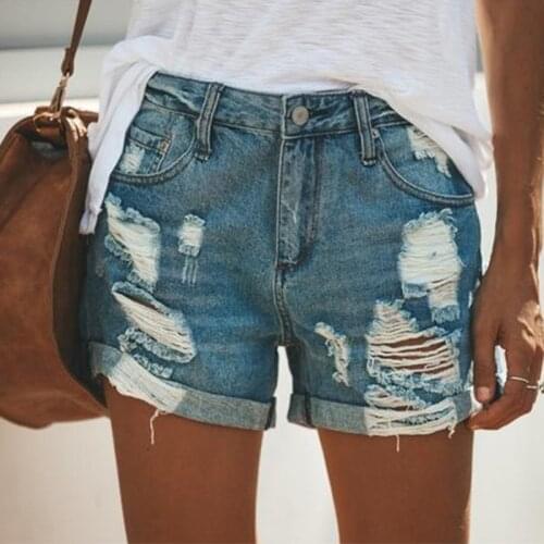 3XL Women High Waist Denim Short Jeans Summer Hole Ripped Shorts Jeans Female Sexy Casual Tassel Bottom