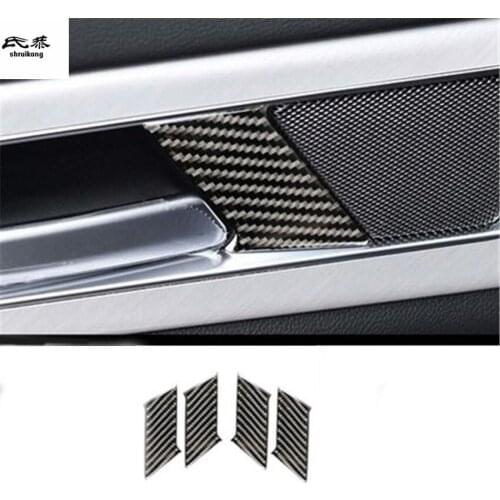 4pcs/lot Car sticker Epoxy glue carbon fiber grain Interior door shake handshandle decoration cover for Jaguar XEL