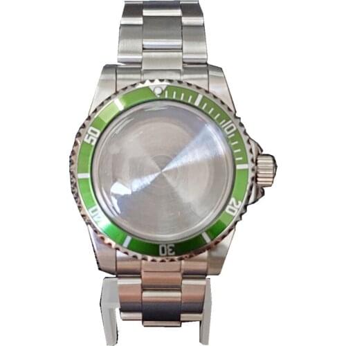 39.5MM Green Accessories Parts Brushed Aluminum Bezel Watch Case Set Fit For Japanese NH35 NH36 Movement