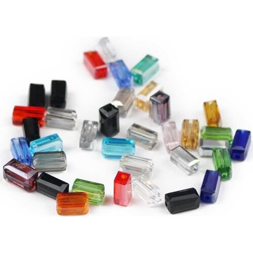 UPGFNK Austrian Rectangle crystal beads 4*8mm 50pcs Square glass Spacer Loose beads for Jewelry making Needlework DIY bracelet