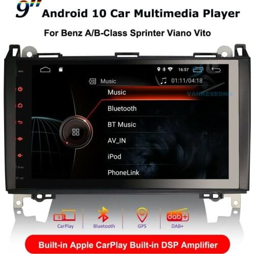 9" Android 10.0 Bluetooth Car Radio Stereo GPS SAT NAVI WIFI Carplay for Mercedes Benz A/B Class Sprinter Viano Vito VW Crafter