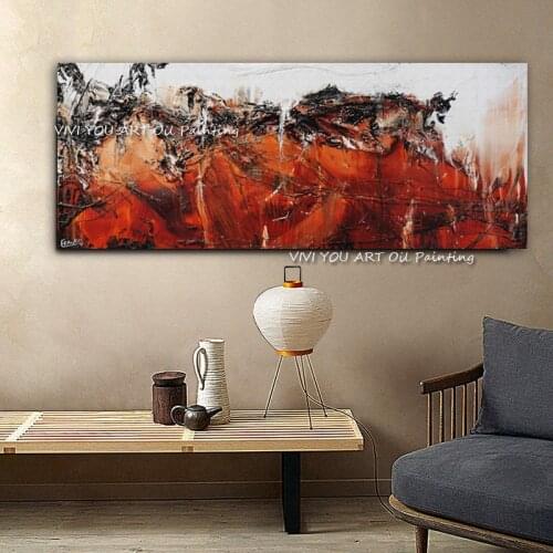 Large Size 100% Handmade Modern Abstract Thick Oil Painting On Canvas Grey Red Knife Painting Wall Art Decor Unframed as a gift