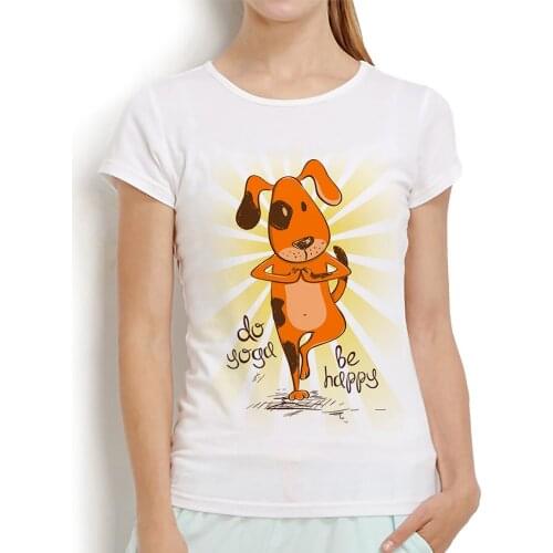 Yoga cute dogs Funny t shirt women summer new white casual femme short sleeve Tee kawaii streetwear t-shirt