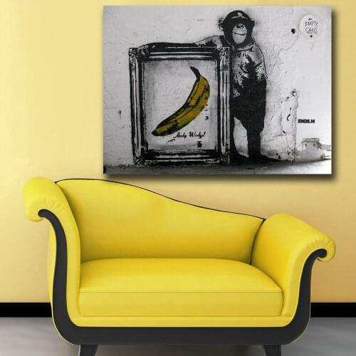 Art Chimps and Andy Warhol bananas Canvas Painting For Living Room Home Decor Oil Painting On Canvas Wall Painting